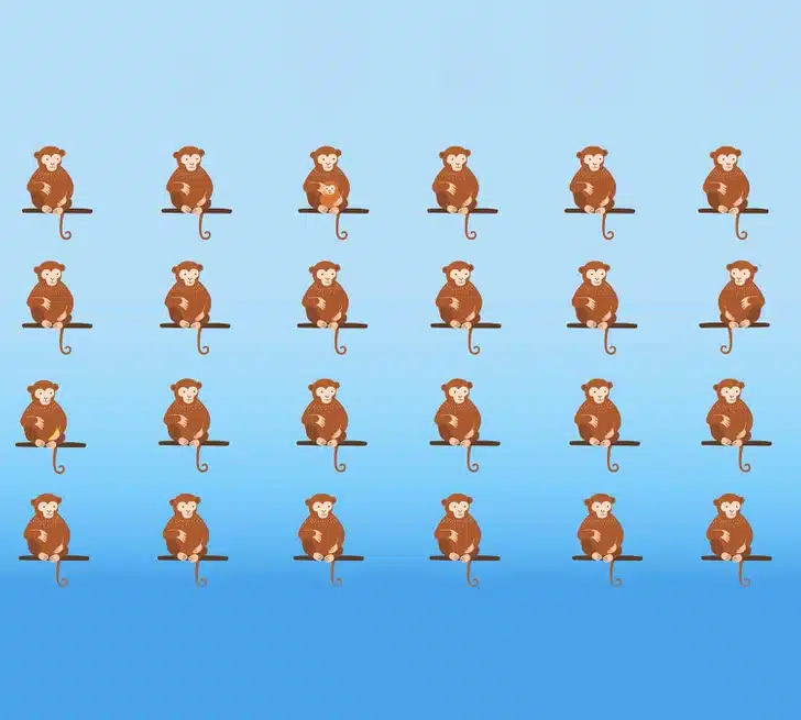 Desafio: encontre os macacos diferentes em apenas 20 segundos