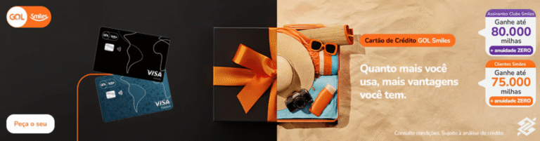 Últimas horas para garantir até 80 mil milhas no cartão Gol Smiles com anuidade grátis