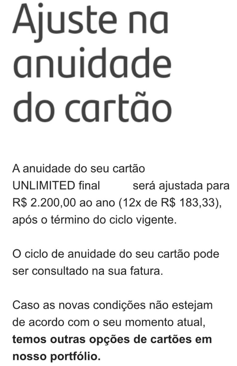 Santander reajusta em 10% a anuidade do cartão Unlimited